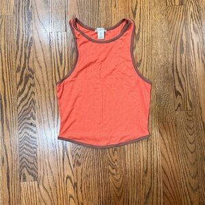 Bozzolo Coral Tank Top with Brown Trim